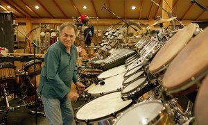American percussionist Mickey Hart performing "King Clavé". 