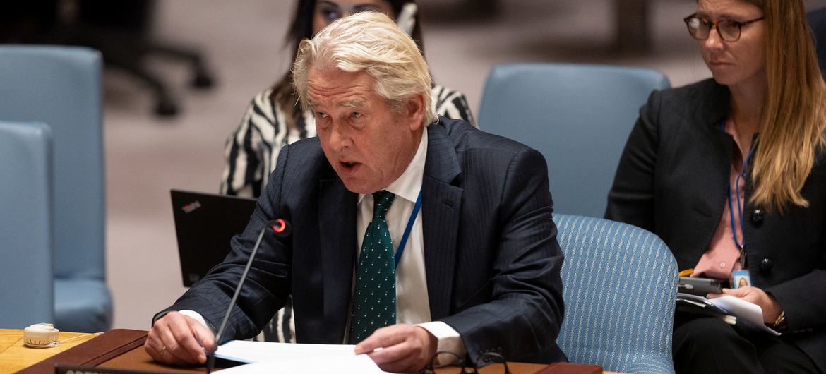 Tor Wennesland, Coordinateur spécial des Nations Unies pour le processus de paix au Moyen-Orient, devant le Conseil de sécurité.