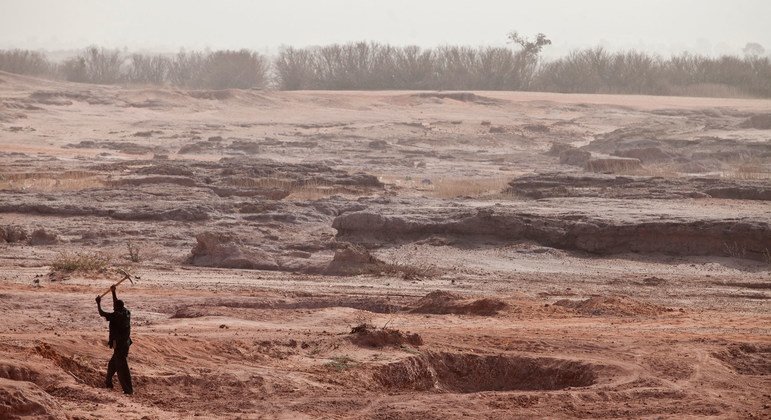 Áreas do Níger degradadas devido a práticas agrícolas insustentáveis.