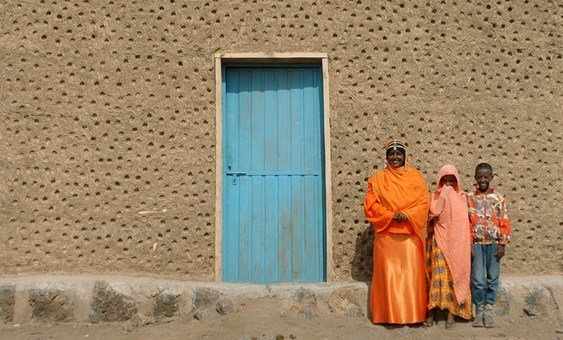 Zahra Mohammed Ahmed, pictured with her son and daughter in the Afar region of Ethiopia, is leading community efforts to end FGM. 