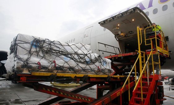 A plane leaving Copenhagen in Denmark bound for Shanghai is loaded with protective equipment against the coronavirus outbreak in China.