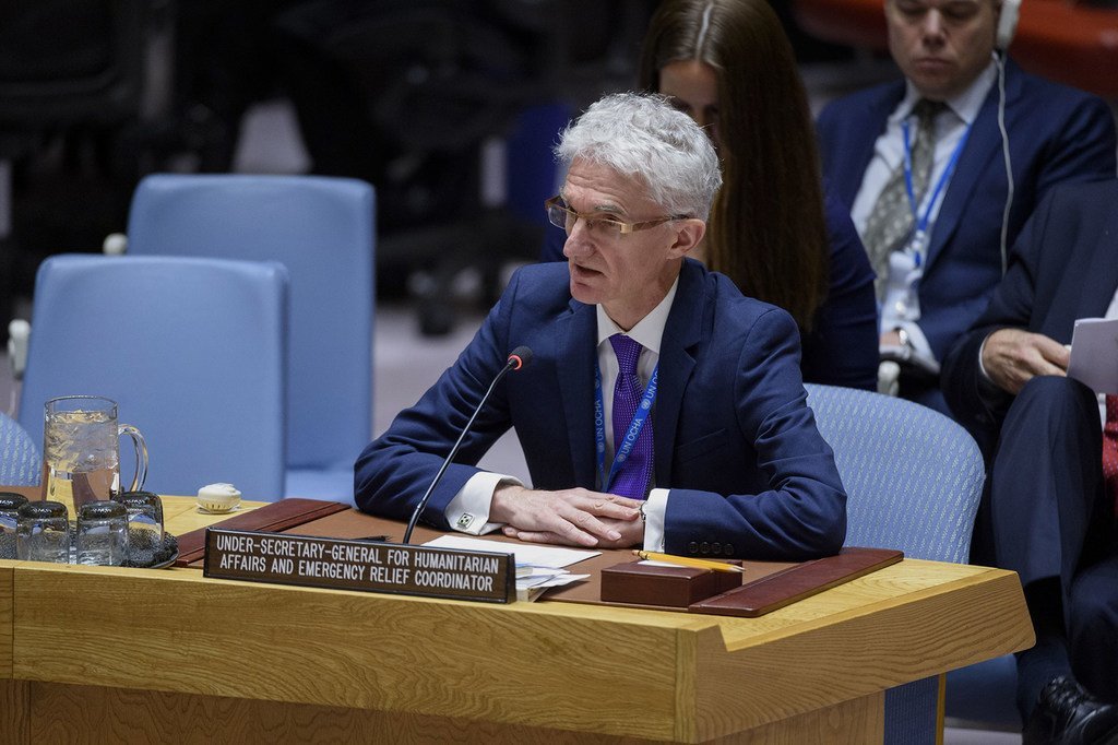 联合国负责人道事务的副秘书长洛科克在安理会有关叙利亚问题的情况通报会上发言。