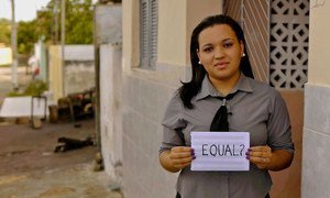 A woman in Brazil signals her desire for a more equal world.  