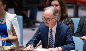غير بيدرسون، المبعوث الخاص للأمين العام إلى سوريا، يقدم إحاطة إلى مجلس الأمن حول الوضع في سوريا. (29 أغسطس 2019)