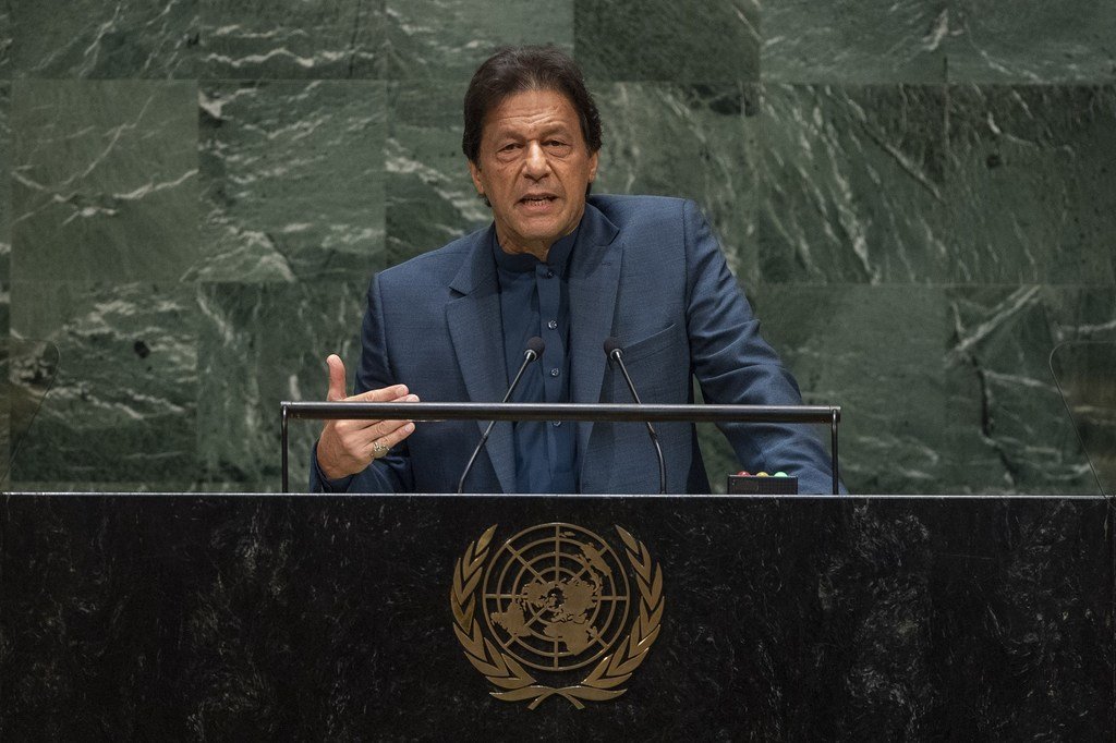 巴基斯坦总理伊姆兰·汗在l联合国大会第七十四届会议一般性辩论中发言。（2019年9月27日）
