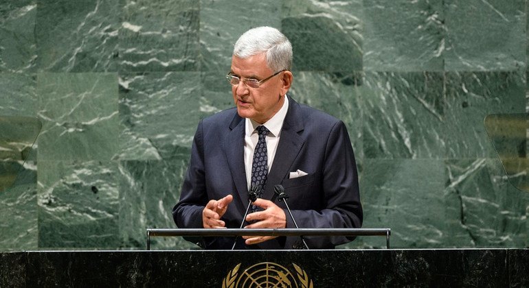 Volkan Bozkir, President of the 75th session of the United Nations General Assembly, delivers closing remarks to the general debate of the General Assembly’s seventy-fifth session.