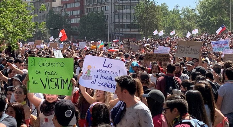 Protestas en Santiago, Chile.