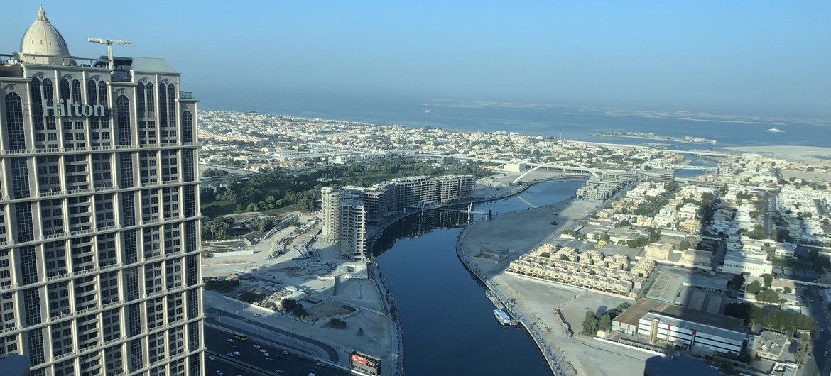 Vue du quartier d'affaires à Dubaï.