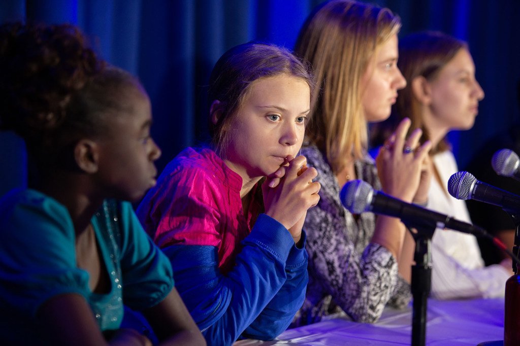 La activista Greta Thunberg participa en una conferencia de UNICEF en Nueva York.