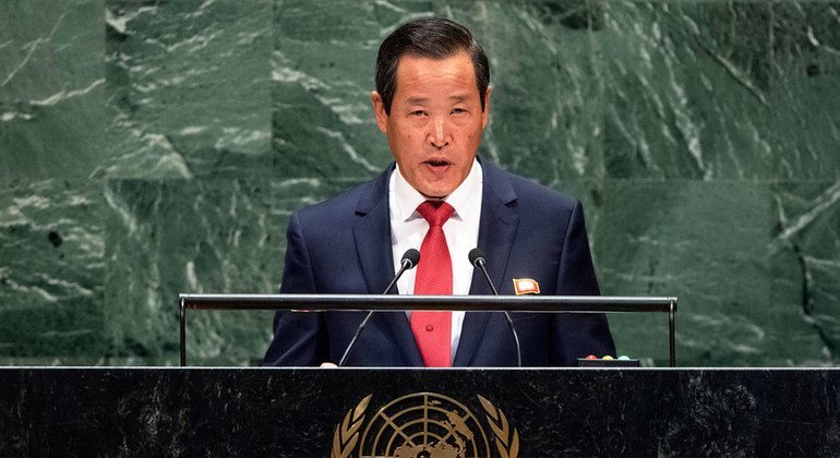 Kim Song, Chair of Delegation of the Democratic People's Republic of Korea, addresses the 74th session of the United Nations General Assembly’s General Debate. (30 September 2019)