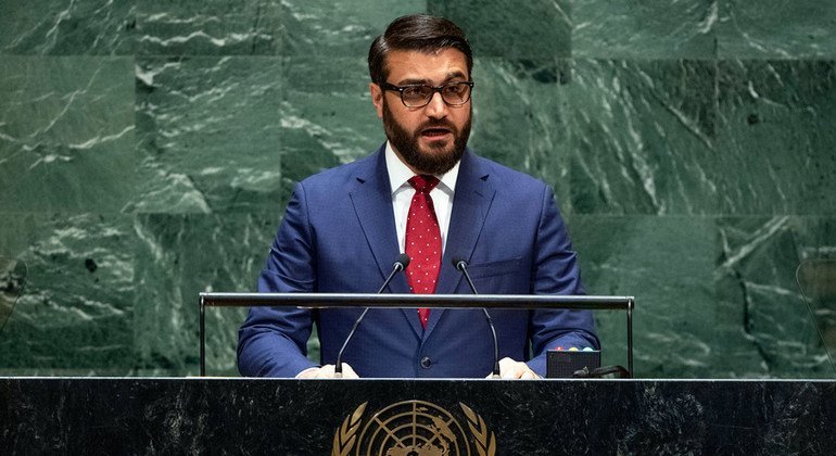 Hamdullah Mohib, Chair of Delegation of Afghanistan, addresses the 74th session of the United Nations General Assembly’s General Debate. (30 September 2019)