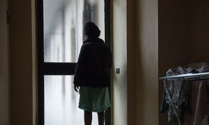 A Nigerian girl, pregnant with twins after being forced into prostitution following her arrival in Italy via the Mediterranean Sea route from Libya, stands in a home run by an Italian NGO where she is being sheltered in Asti, Piedmont region, Italy. (2017