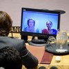Hanna Serwaa Tetteh (left), Special Representative to the African Union and Head of the UN Office to the African Union and Fatima Kyari Mohammed, Permanent Observer of the African Union to the United Nations, brief Security Council members via video conferencing.