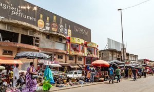 People at Adjamé Market in Abidjan, Côte d'Ivoire.