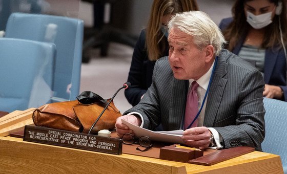 Tor Wennesland, Special Coordinator for the Middle East Peace Process, briefs UN Security Council members on the situation in the Middle East.
