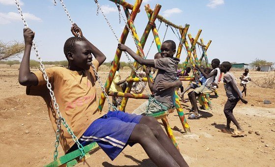 Children at Kalobeyei Integrated Settlement in Kenya enjoy public spaces, improved following Block by Block workshops