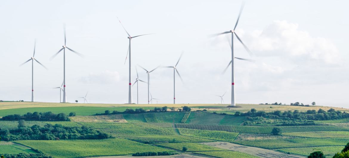 A wind turbine farm in Mölsheim, Germany.