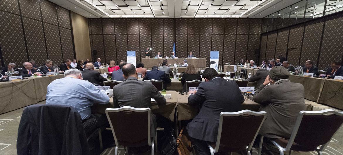 اجتماع اللجنة الدستورية السورية في جنيف في 31 أيار 2022.