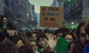 阿根廷布宜诺斯艾利斯的“拥护选择权”的示威者。