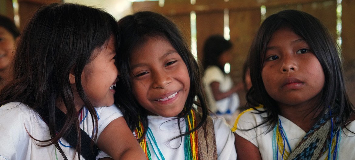 Girls from the indigenous community of the Arhuacos, in Colombia.