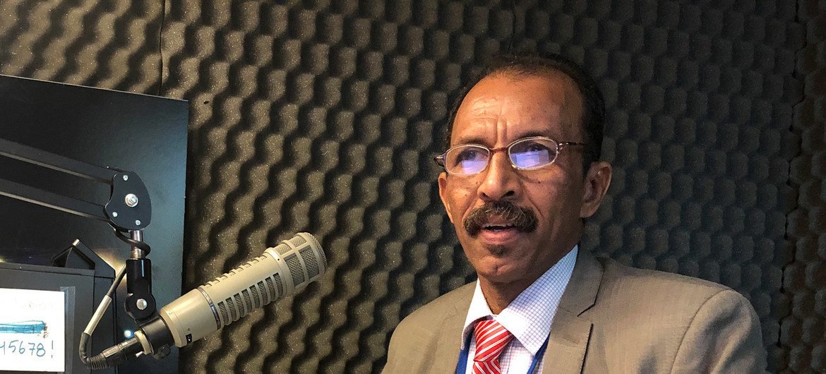 المدير العام لجهاز المركزي للإحصاء في جمهورية السودان، على محمد عباس أحمد. اجتماعات مفوضية الإحصاء التابعة للمنظمة الأممية المقامة في نيويورك في بداية مارس/آذار 2020.