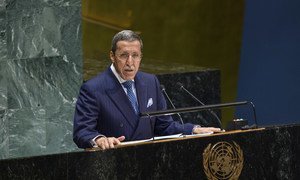 عمر هلال، مندوب المغرب الدائم لدى الأمم المتحدة يلقي كلمة أمام الجمعية العامة 37 في دورته 74 خلال اجتماع حول المسألة الفلسطينية