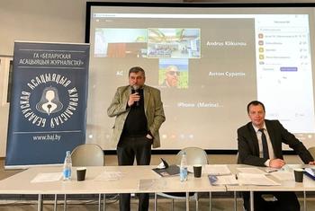 Глава Белорусской ассоциации журналистов Андрей Батунец и его заместитель Борис Горецкий. 