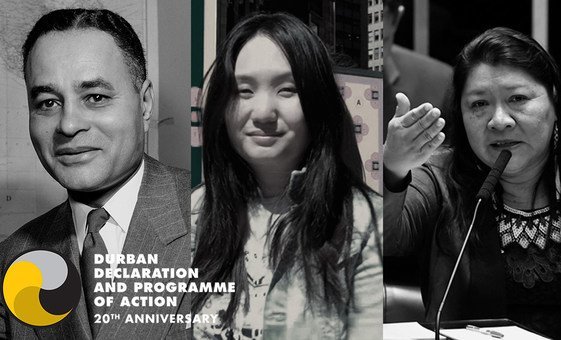 A collage of photos that includes Ralph Bunche, Amanda Phingbodhipakkiya and Joenia Wapichana.