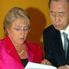 L'ex-Présidente du Chili, Michelle Bachelet, avec le Secrétaire général Ban Ki-moon.