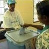 East Timorese woman casts her vote