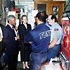 Kofi Annan, his wife Nane, visiting fire station