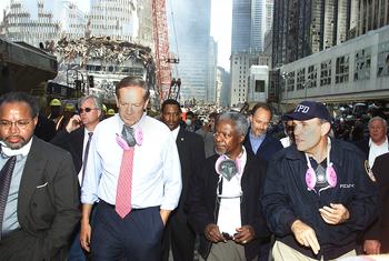 Secretary-General Kofi Annan Visits World Trade Center Site, “Ground Zero,” following Terrorist Attacks in New York City