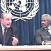 Kofi Annan and President Jacques Chirac at news conference