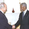 Kofi Annan with Shimon Peres in New York