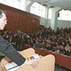 SRSG Michael Steiner delivers privatization address at university