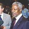 Annan speaking to the press, Vienna