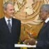Kofi Annan with Swiss Permanent Representative Jeno Staehelin