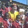 Mia Farrow with group of children in Kaduna, Nigeria (2001 visit)