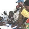 Republic of Congo refugees registering at Kinkole camp