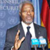 Kofi Annan speaks to press