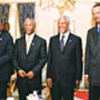 Annan with Presidents Kabila, Mbeki, and Kagamé in Paris