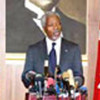 Kofi Annan speaks to the press in Ankara