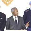 Kofi Annan speaks to the press