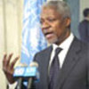 Kofi Annan speaks to press