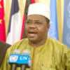 Security Council Presideent Traoré speaks to the press