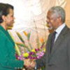 Kofi Annan meets with Dr. Condoleezza Rice
