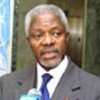 Kofi Annan speaks to reporters