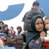 Afghan refugees at transit centre at Dogharoun, Iran