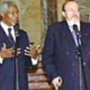Kofi Annan and FM Louis Michel of Belgium
