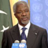 Kofi Annan speaks to reporters